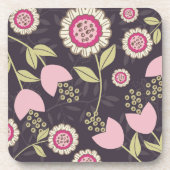 ビッグモダンピンクフローラチューリップパターン コースター (正面)
