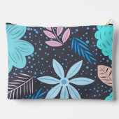 ビッグモダンブルーフラワーパターンピンクモノグラム アクセサリーポーチ (裏面)