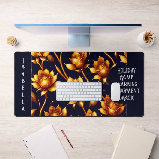 ビッグモダンラグジュアリー金ゴールドバラコレクション デスクマット (オフィス1)