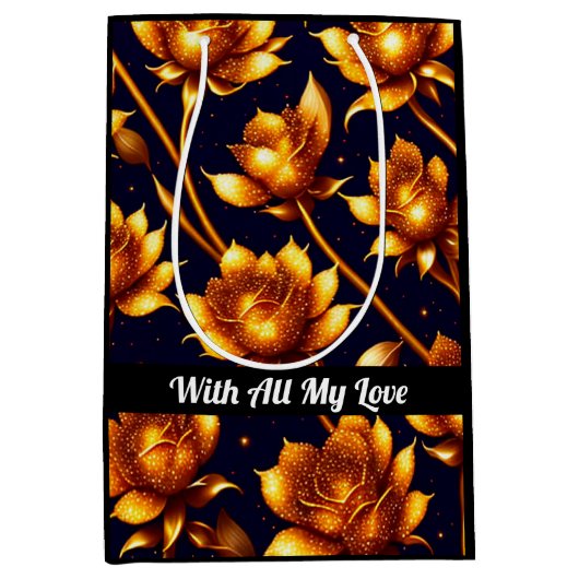 ビッグモダンラグジュアリー金ゴールドバラコレクション ミディアムペーパーバッグ (正面)