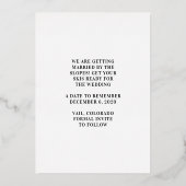 ビッグモノグラムはっきりしたフォトゴールドフォイル日付を保存 箔招待状 (裏面)