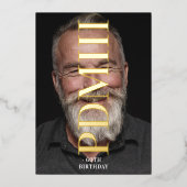 ビッグモノグラムはっきりしたプレス金ゴールド誕生日 箔招待状 (正面)