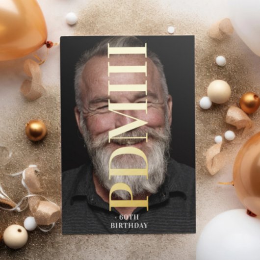 ビッグモノグラムはっきりしたプレス金ゴールド誕生日 箔招待状