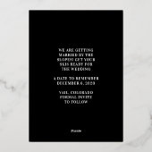 ビッグモノグラムはっきりしたプレス金箔の日付を保存 箔招待状 (裏面)