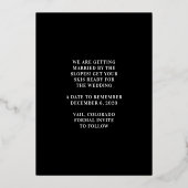 ビッグモノグラムはっきりしたプレス金箔の日付を保存 箔招待状 (裏面)