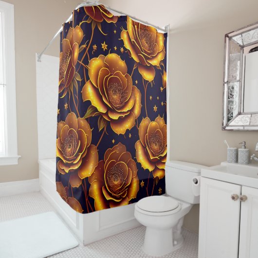 ビッグラグジュアリー金ゴールドトレンディーバラコレクション シャワーカーテン (インサイチュ)