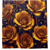 ビッグラグジュアリー金ゴールドトレンディーバラコレクション シャワーカーテン (正面)