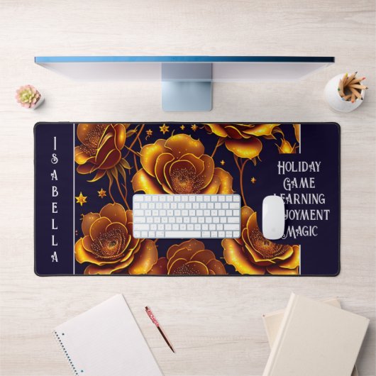 ビッグラグジュアリー金ゴールドトレンディーバラコレクション デスクマット (オフィス1)