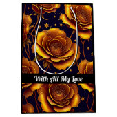 ビッグラグジュアリー金ゴールドトレンディーバラコレクション ミディアムペーパーバッグ (正面)