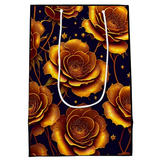 ビッグラグジュアリー金ゴールドトレンディーバラコレクション ミディアムペーパーバッグ (裏面)