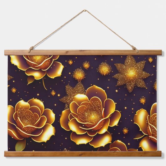 ビッグラグジュアリー金ゴールドバラモダンコレクション 吊り下げ型タペストリー (正面)
