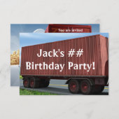 ビッグリグセミトラックバースデーパーティ招待状 招待状 (正面/裏面)
