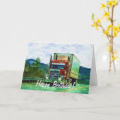 ビッグリグロードライナートラックオーバー誕生日カード カード (黄色い花)