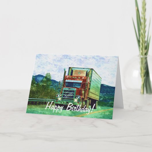 ビッグリグロードライナートラックオーバー誕生日カード カード (正面)