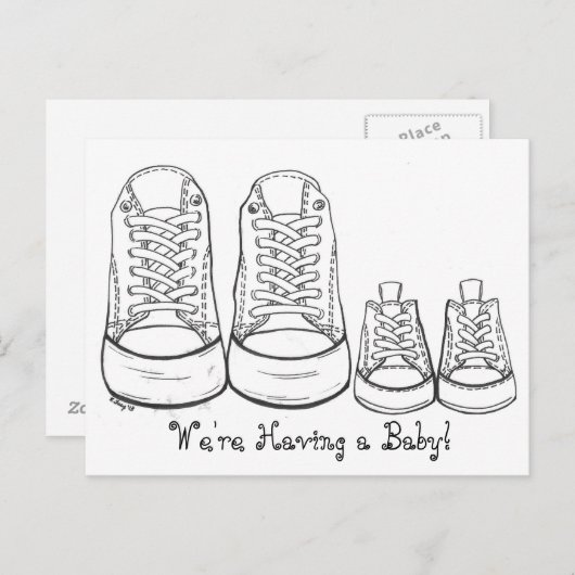 ビッグリトルスニーカー新生児誕生のお知らせ 案内ポストカード (正面/裏面)