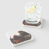 ビッグルースターリトルロースターファームスタイルアートコースター ストーンコースター (横)