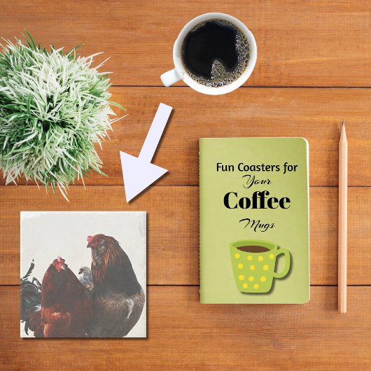 ビッグルースターリトルロースターファームスタイルアートコースター ストーンコースター