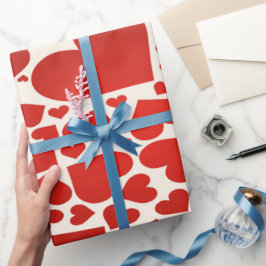 ビッグレッドはっきりしたラブハート ラッピングペーパー