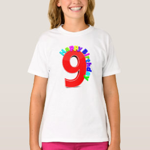 ビッグレッドナンバー9とタイポグラフィ誕生日Tシャツ Tシャツ