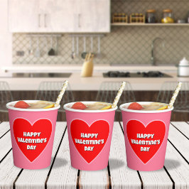 ビッグレッドハッピーバレンタインデーハート 紙コップ