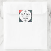 ビッグレッドホワイトクリスマスポインセチア差出人住所 スクエアシール (バッグ)