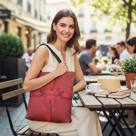 ビッグレッドボウクリスマスホリデーズギフト トートバッグ