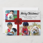 ビッグレッドボウプレゼント3写真クリスマスカード シーズンカード (正面)