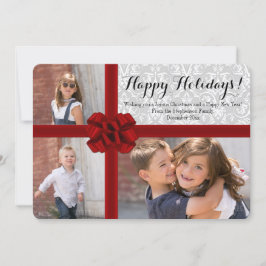 ビッグレッドボウ3フォトクリスマスカード シーズンカード