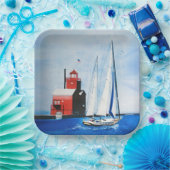 ビッグレッドミシガンライトハウスアンドセーリングボート ペーパープレート (パーティー)