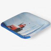 ビッグレッドミシガンライトハウスアンドセーリングボート ペーパープレート (傾斜あり)