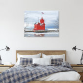 ビッグレッドミシガンライトハウスウィズスワンス キャンバスプリント (インサイチュ (寝室))