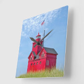 ビッグレッドミシガンライトハウス スクエア壁時計 (傾斜)