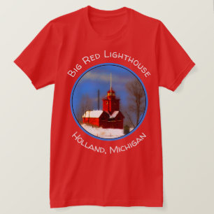 ビッグレッドライトハウスズ絵画オリジナルアート Tシャツ
