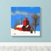 ビッグレッドライトハウス絵画ズ – オリジナルアート キャンバスプリント (インサイチュ (ウッドフロア))