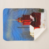 ビッグレッドライトハウス絵画ズ – オリジナルアート シェルパブランケット (正面(横))