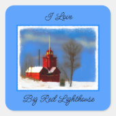 ビッグレッドライトハウス絵画ズ – オリジナルアート スクエアシール (正面)