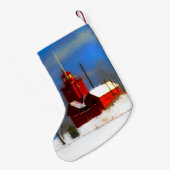 ビッグレッドライトハウス絵画ズ – オリジナルアート スモールクリスマスストッキング (裏面 (吊り時))