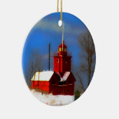 ビッグレッドライトハウス絵画ズ – オリジナルアート セラミックオーナメント (右)