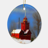 ビッグレッドライトハウス絵画ズ – オリジナルアート セラミックオーナメント (左)