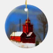 ビッグレッドライトハウス絵画ズ – オリジナルアート セラミックオーナメント (裏面)