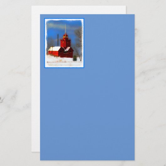 ビッグレッドライトハウス絵画ズ – オリジナルアート 便箋 (正面/裏面)