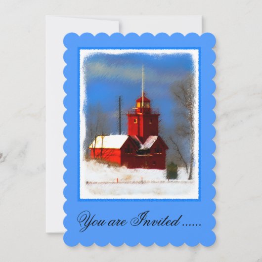 ビッグレッドライトハウス絵画ズ – オリジナルアート 招待状 (正面)