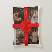 ビッグレッドリボンクリスマスカスタム4枚写真装飾 アクセントクッション (正面(垂直))