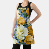 ビッグレトロイエローローズフラワー エプロン (インサイチュ)