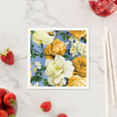 ビッグレトロイエローローズフラワー スタンダードカクテルナプキン (インサイチュ)