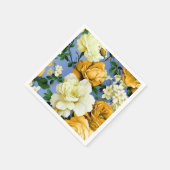 ビッグレトロイエローローズフラワー スタンダードカクテルナプキン (角)