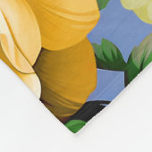 ビッグレトロイエローローズフラワー フリースブランケット (角)