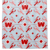 ビッグロブスター&レッドモノグラム |コーストビーチハウス シャワーカーテン (正面)