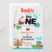 ビッグワンでリーリング!最初の誕生日 招待状 (正面/裏面)