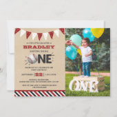 ビッグワンを打つ | 野球1歳の誕生日写真 招待状 (正面)